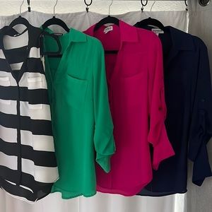 4 Small Express portofino shirt - green, navy blue, pink, black & white tank